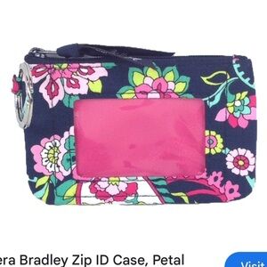 Vera Bradley pedal Paisley zip ID wallet with keychain holder blue